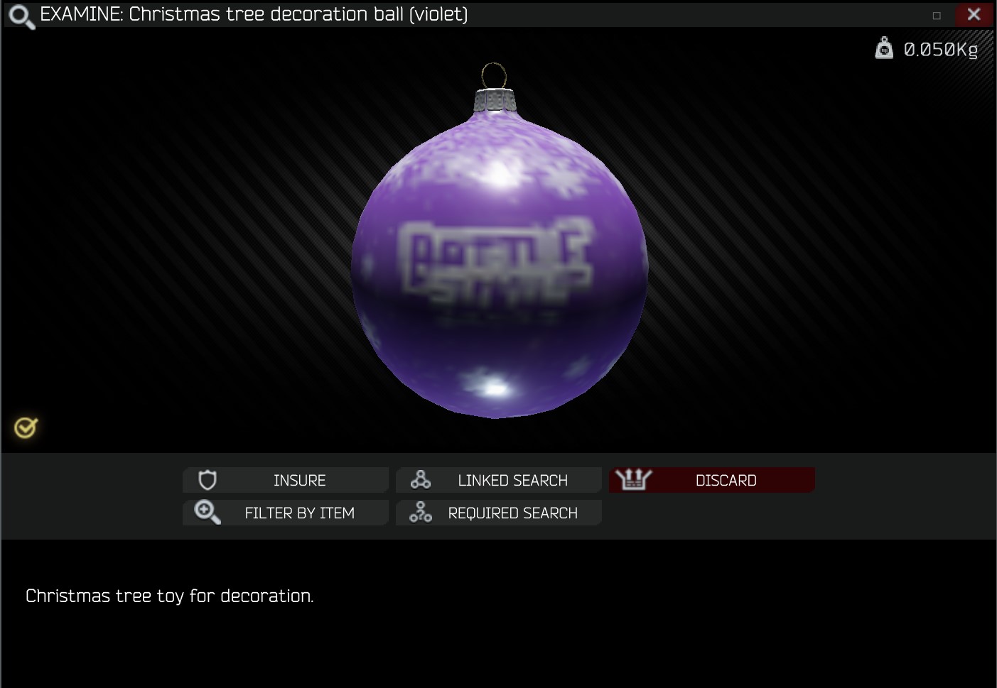 Christmas tree decoration ball (violet) Escape from Tarkov Wiki*